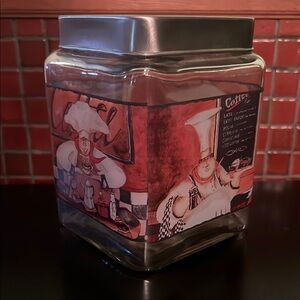 Chef Themed Glass Satin Nickel Kitchen Storage Canister
